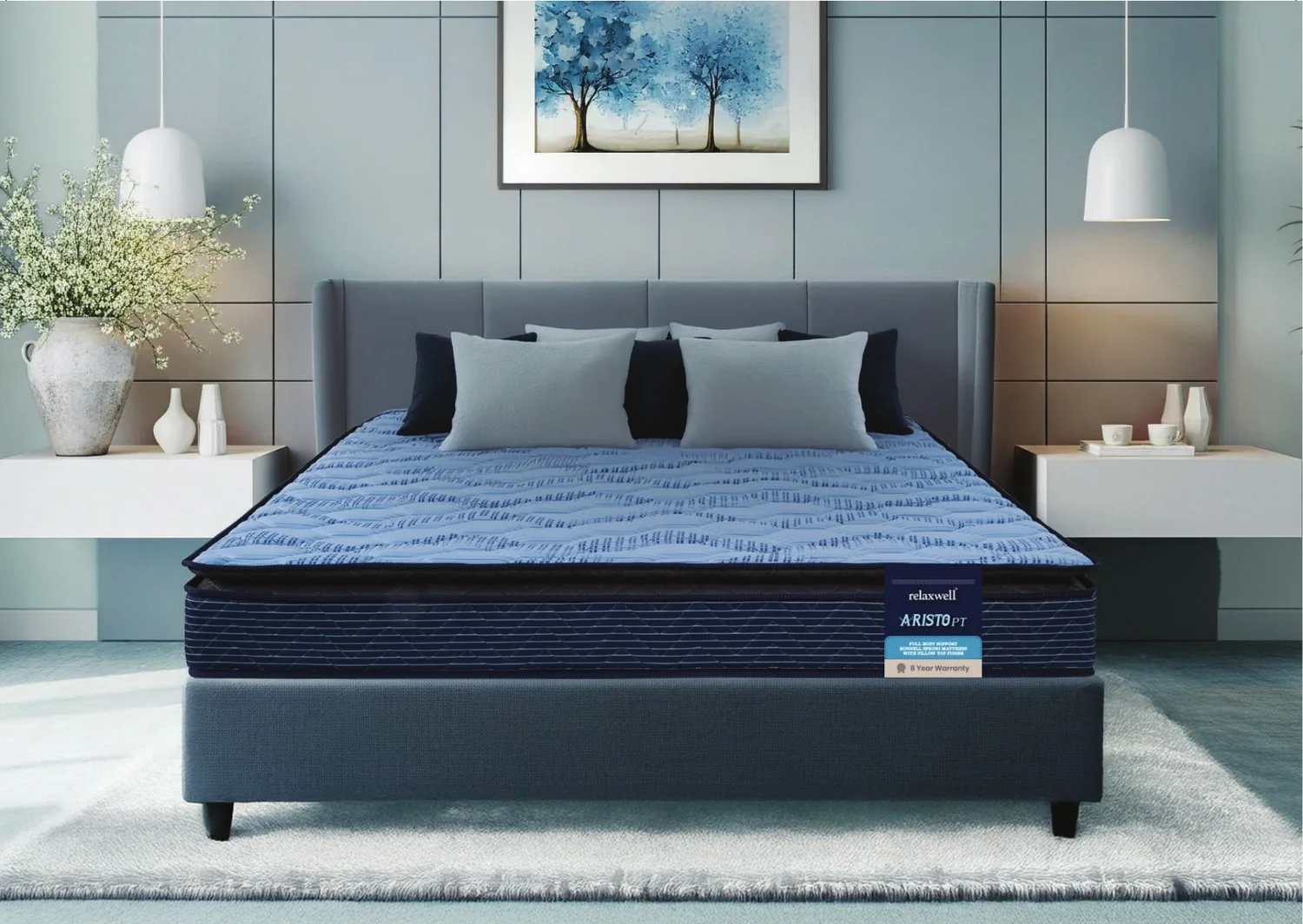 Relaxwell Aristo PT mattress in a bedroom