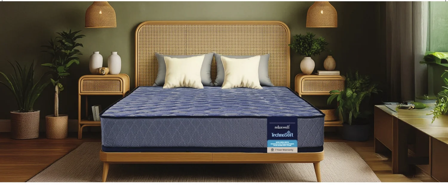 Relaxwell TechnoSoft mattress in a bedroom
